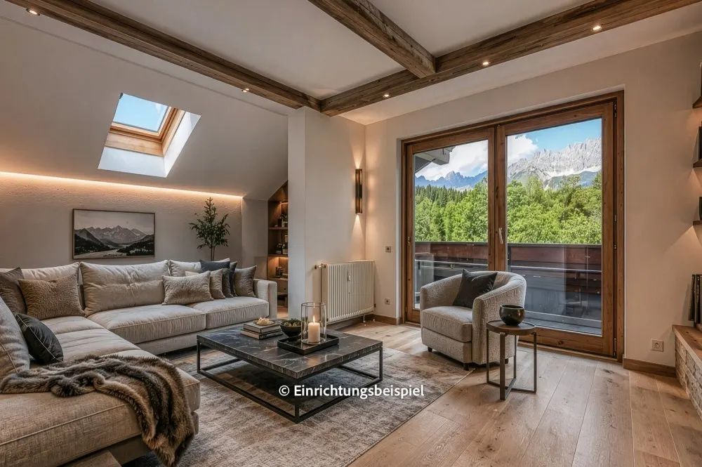 KITZIMMO-Dachgeschosswohnung in Ruhelage mit Kaiserblick kaufen - Immobilien Oberndorf.