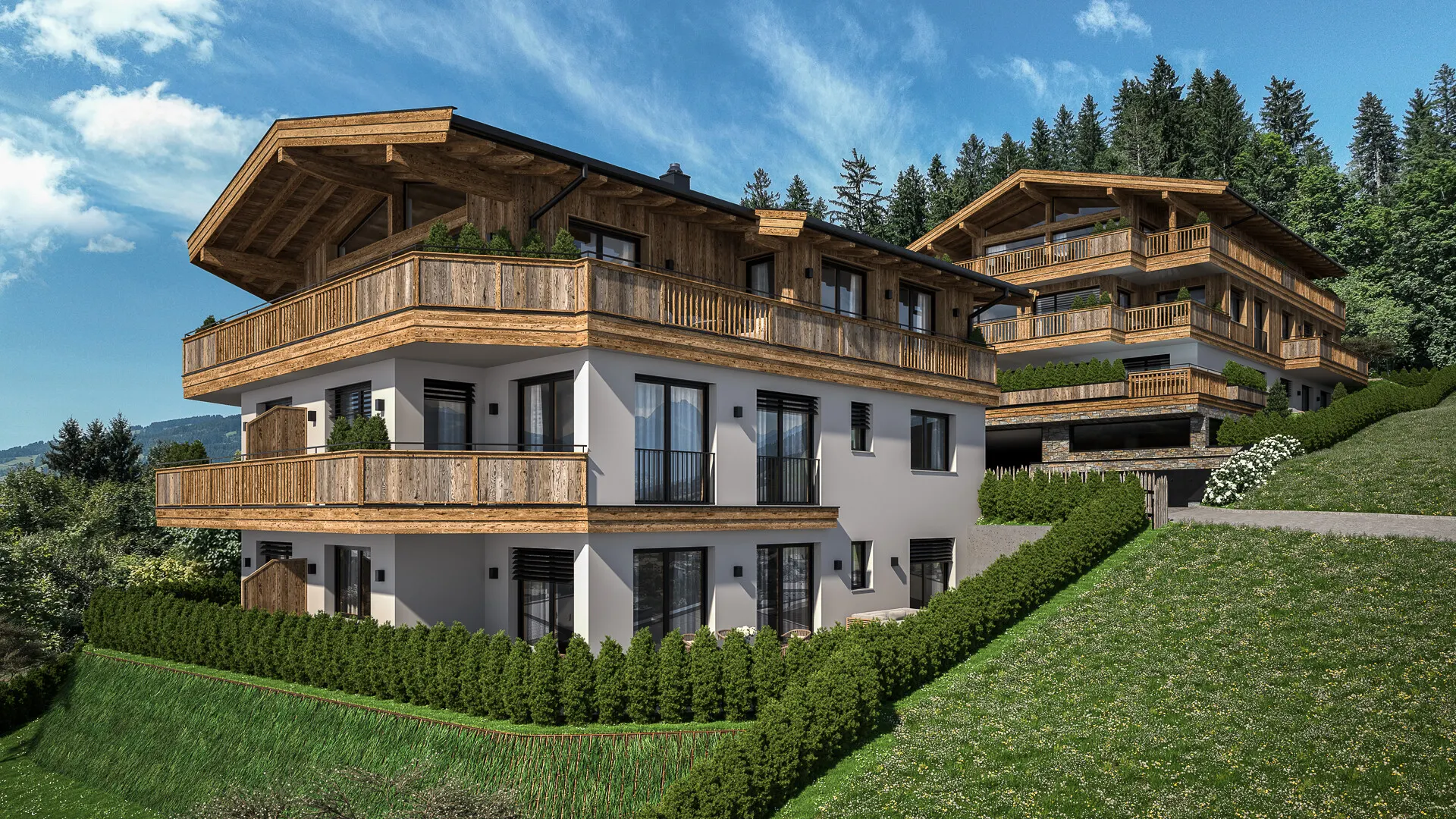 KITZIMMO-Luxuswohnungen in Top-Sonnen-Ruhelage kaufen - Immobilien Kirchberg.