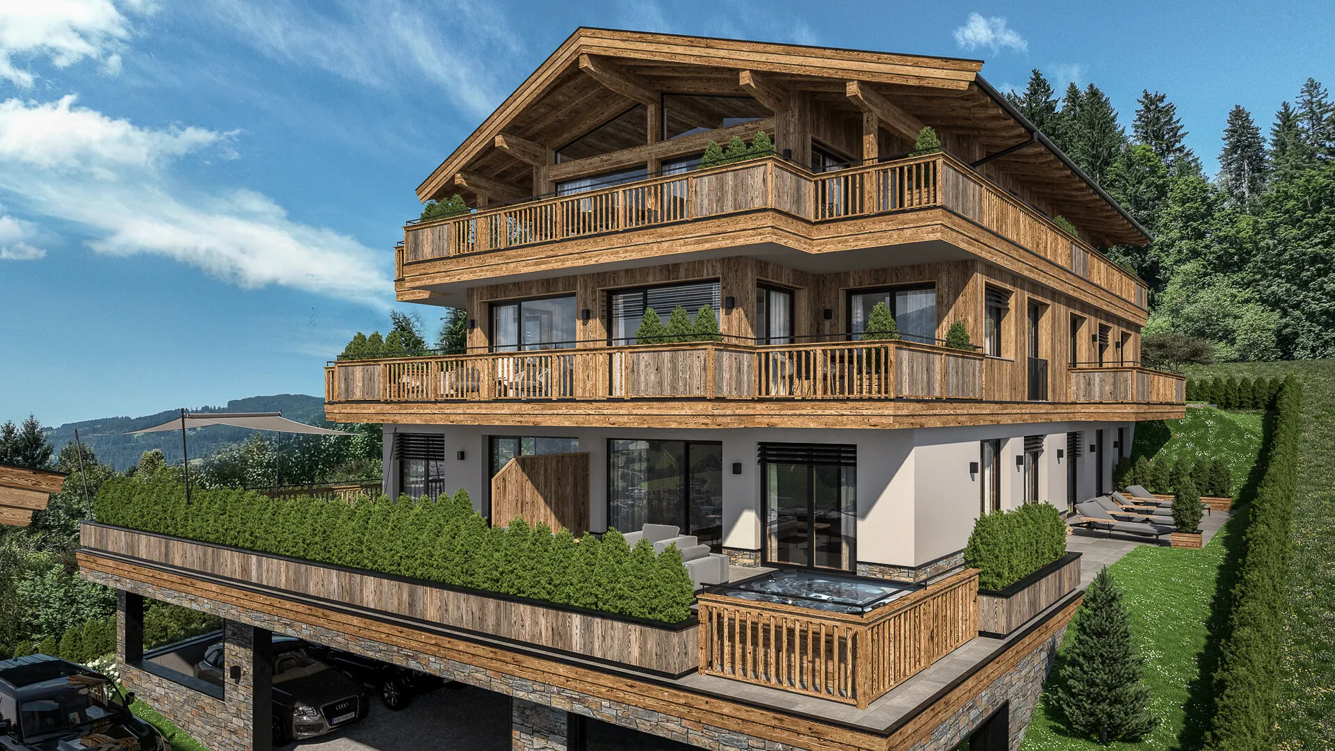 KITZIMMO-Luxuswohnungen in Top-Sonnen-Ruhelage kaufen - Immobilien Kirchberg.