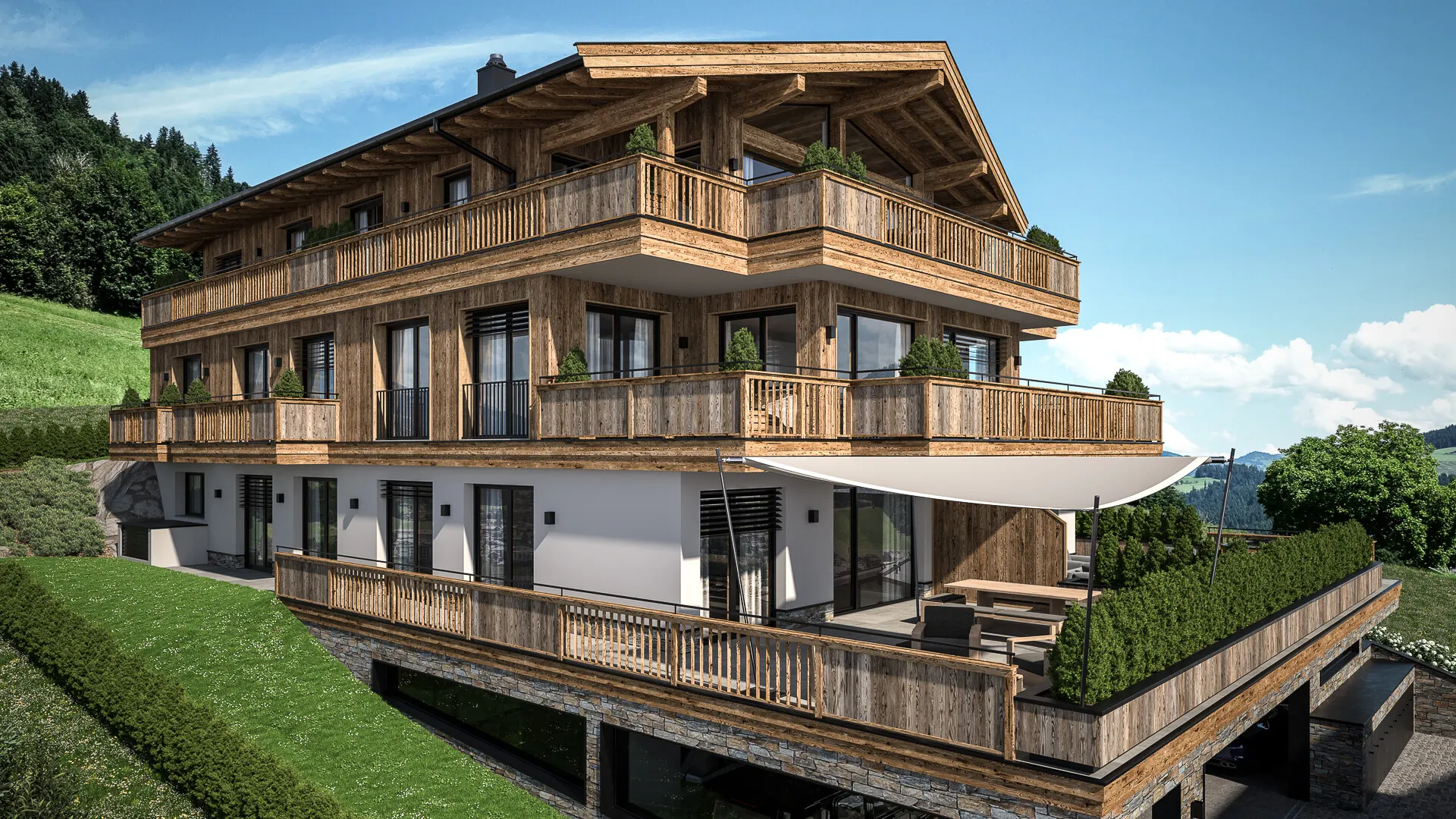 KITZIMMO-Luxuswohnungen in Top-Sonnen-Ruhelage kaufen - Immobilien Kirchberg.